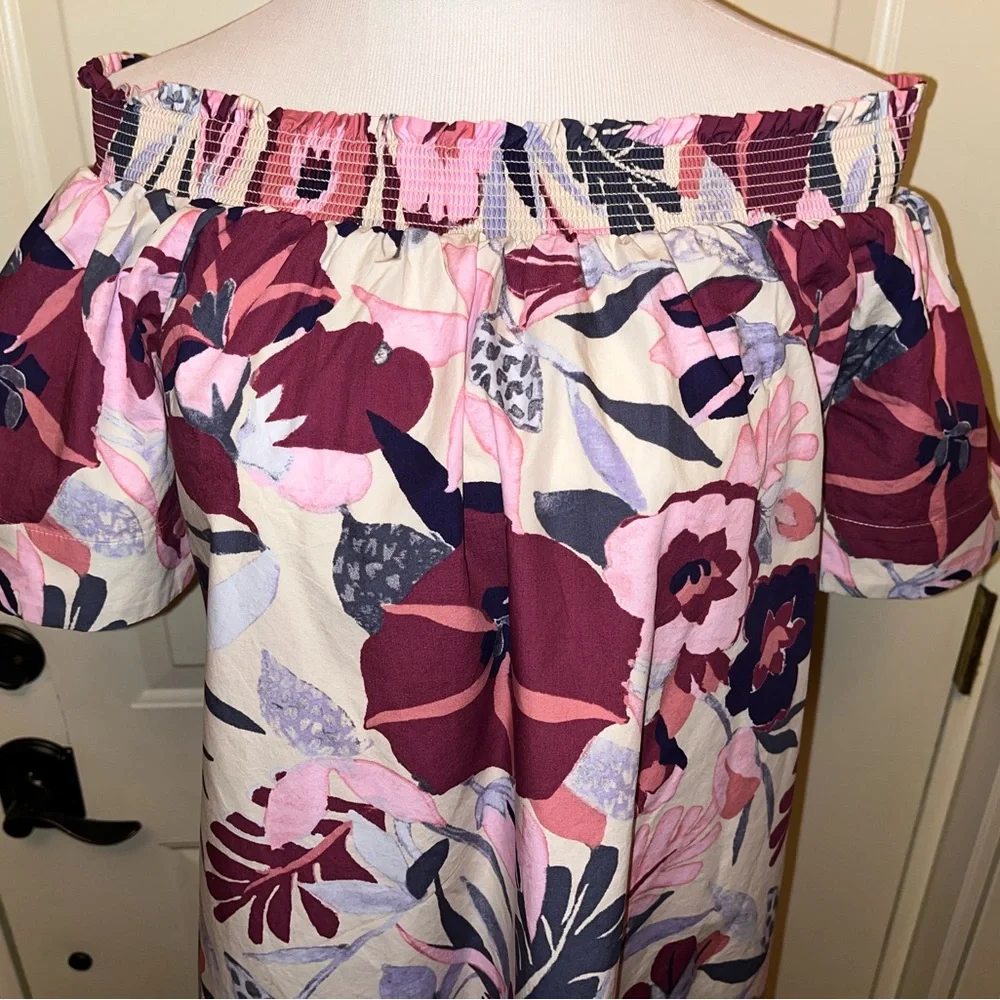 Ann Taylor LOFT Women’s Sz L Floral Off-Shoulder Women’s Dress - Picture 5 of 6